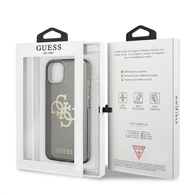 Guess GUHCP13SPCUGL4GBK iPhone 13 mini 5.4" black/black hard case Glitter 4G Big Logo