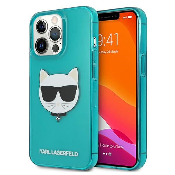 Karl Lagerfeld KLHCP13LCHTRB iPhone 13 Pro / 13 6.1" mėlynas/mėlynas kietas dėklas su blizgučiais ir fluorescenciniu blizgesiu