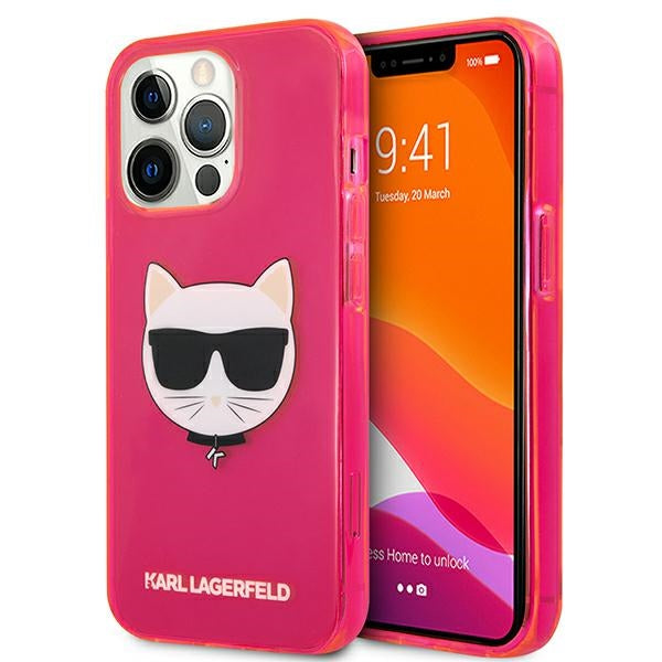 Karl Lagerfeld KLHCP13XCHTRP iPhone 13 Pro Max 6,7" rožinis/rožinis kietas dėklas Glitter Choupette Fluo