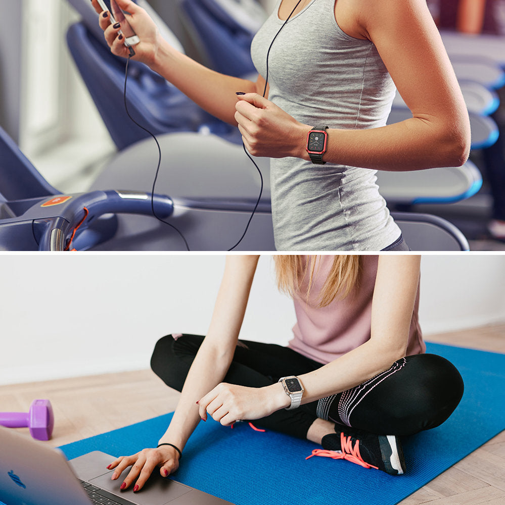 Protect Strap Band for Apple Watch 38/40/41mm Armored Case Strap - Gray, Silver