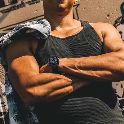 Protect Strap Band for Apple Watch 42/44/45mm Armored Case Strap - White, Rose Gold