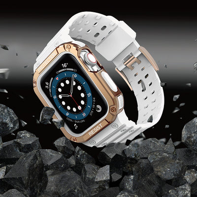 Protect Strap Band for Apple Watch 38/40/41mm Armored Case Strap - White, Rose Gold