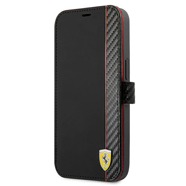 „Ferrari FESAXFLBKP13SBK iPhone 13 mini 5.4“ juodas/juodas dėklas „On Track Carbon Stripe“
