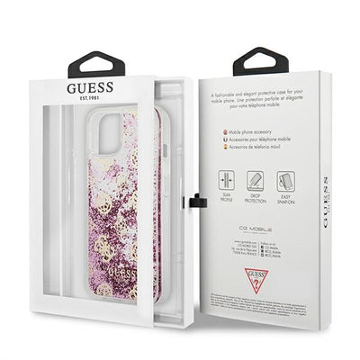 Guess GUHCP13SLGPEPI iPhone 13 mini 5.4" pink/pink hardcase Peony Liquid Glitter