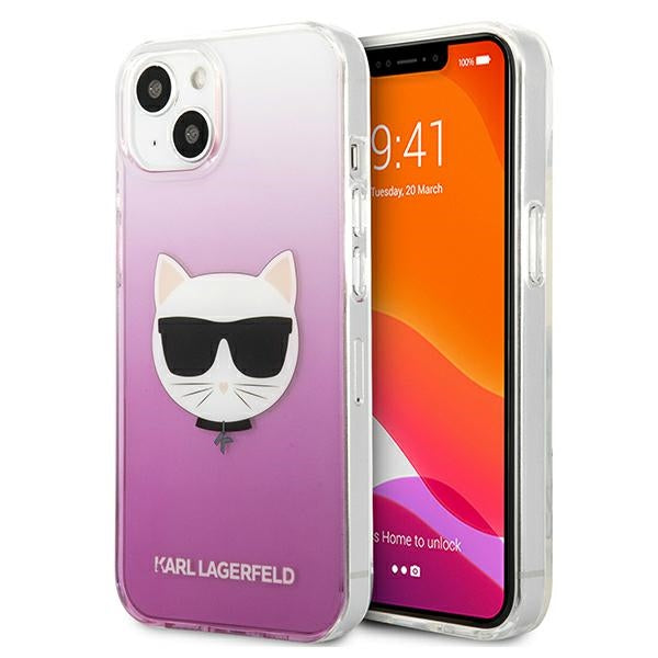 Karl Lagerfeld KLHCP13SCTRP iPhone 13 mini 5.4" kietas dėklas, rožinis/rožinis, su „Choupette Head“