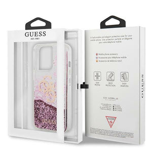 Guess GUHCP13XLG4GPI iPhone 13 Pro Max 6.7" pink/pink hardcase 4G Big Liquid Glitter
