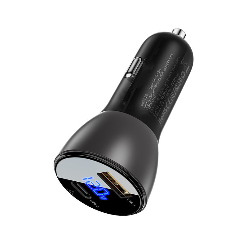Acefast Car Charger 63W USB Type C / USB, PD3.0, PPS, QC3.0, AFC, FCP, SFCP black (B6 black)