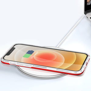 Clear 3in1 case for iPhone 12 frame gel cover red