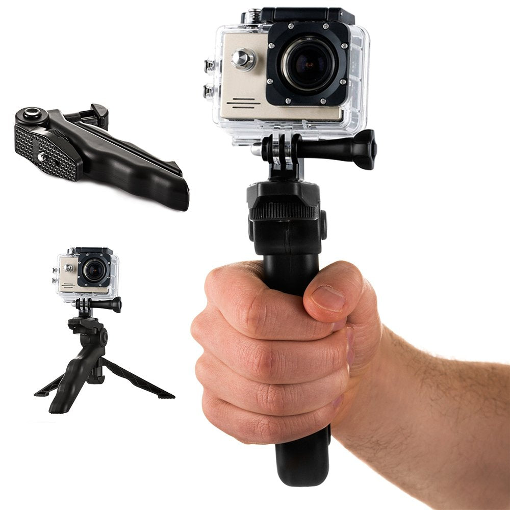GoPro SJCAM veiksmo kamerų laikiklis su mini trikoju, juodas