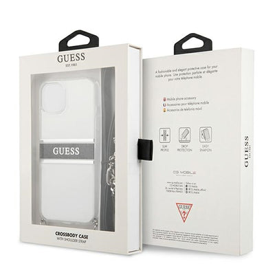 Guess GUHCP13SKC4GBSI iPhone 13 mini 5.4" Transparent hardcase 4G Gray Strap Silver Chain