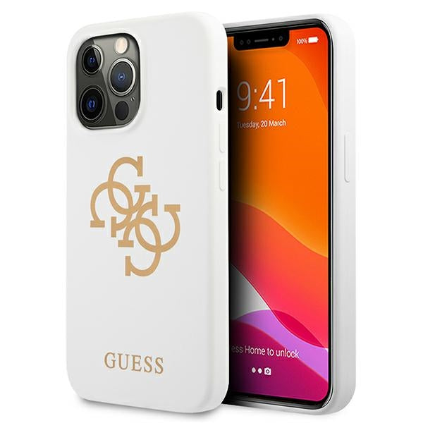 Guess Silicone 4G Logo Case for iPhone 13 Pro / 13 - White