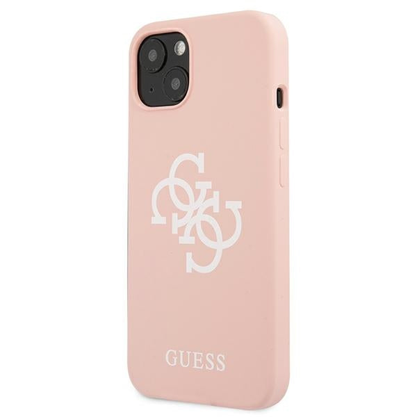 Guess GUHCP13SLS4GWPI iPhone 13 mini 5.4" kietas dėklas rožinis/rožinis silikoninis 4G logotipas