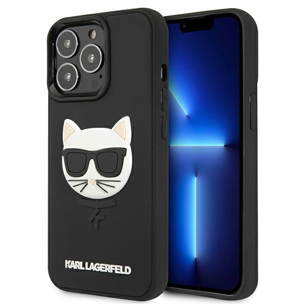 Karl Lagerfeld 3D guminis „Choupette“ dėklas, skirtas iPhone 13 Pro / iPhone 13 – juodas 