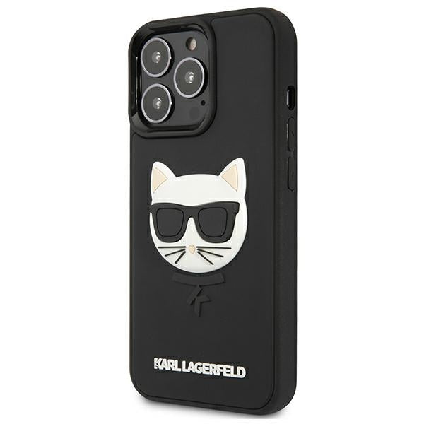 Karl Lagerfeld 3D guminis „Choupette“ dėklas, skirtas iPhone 13 Pro / iPhone 13 – juodas 