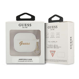 Guess GUA3LSCHSH AirPods 3 cover white/white Silicone Charm Heart Collection