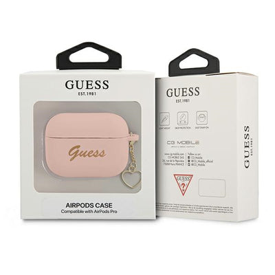 Guess GUAPLSCHSP AirPods Pro cover pink/pink Silicone Charm Heart Collection