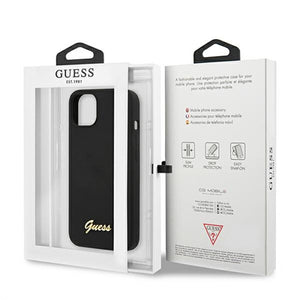 Guess GUHMP13MLSLMGBK iPhone 13 6.1" black/black hardcase Silicone Script Gold Logo Magsafe