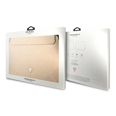Guess Saffiano Triangle Logo case for a 16" laptop - beige