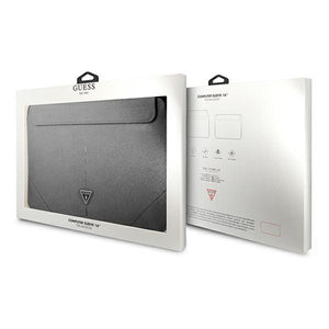 Guess Saffiano Triangle Logo case for a 16" laptop - silver