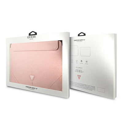Guess Saffiano Triangle Logo case for a 16" laptop - pink