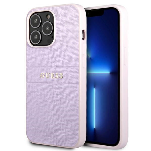 Guess GUHCP13LPSASBPU iPhone 13 Pro / 13 6.1" purple/purple Saffiano Hot Stamp &amp; Metal Logo