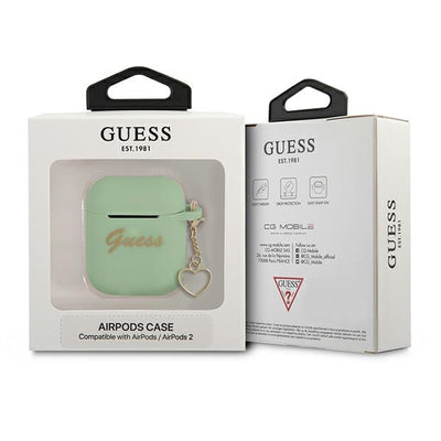 Guess GUA2LSCHSN AirPods cover green/green Silicone Charm Heart Collection