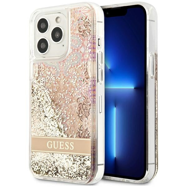 Guess GUHCP13XLFLSD iPhone 13 Pro Max 6,7" złoty/gold hardcase Paisley Liquid Glitter