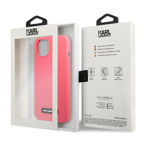 Karl Lagerfeld Silicone Plaque Case for iPhone 13 mini - Fuchsia