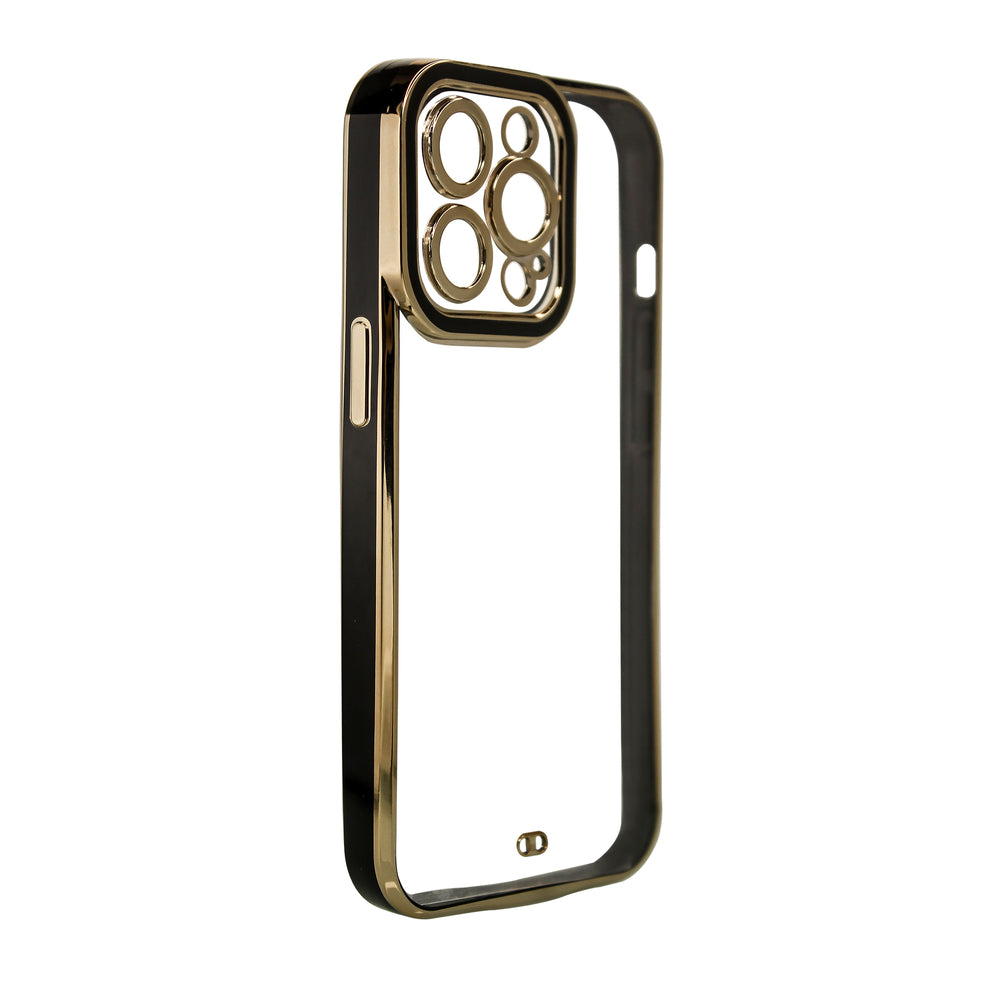 Fashion Case Case for iPhone 13 Pro Max Gold Frame Gel Cover Black