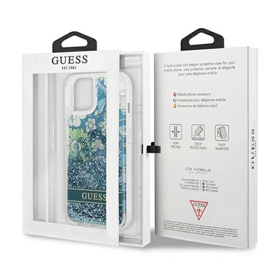 Guess GUHCP13SLFLSN iPhone 13 mini 5.4" green/green hardcase Flower Liquid Glitter