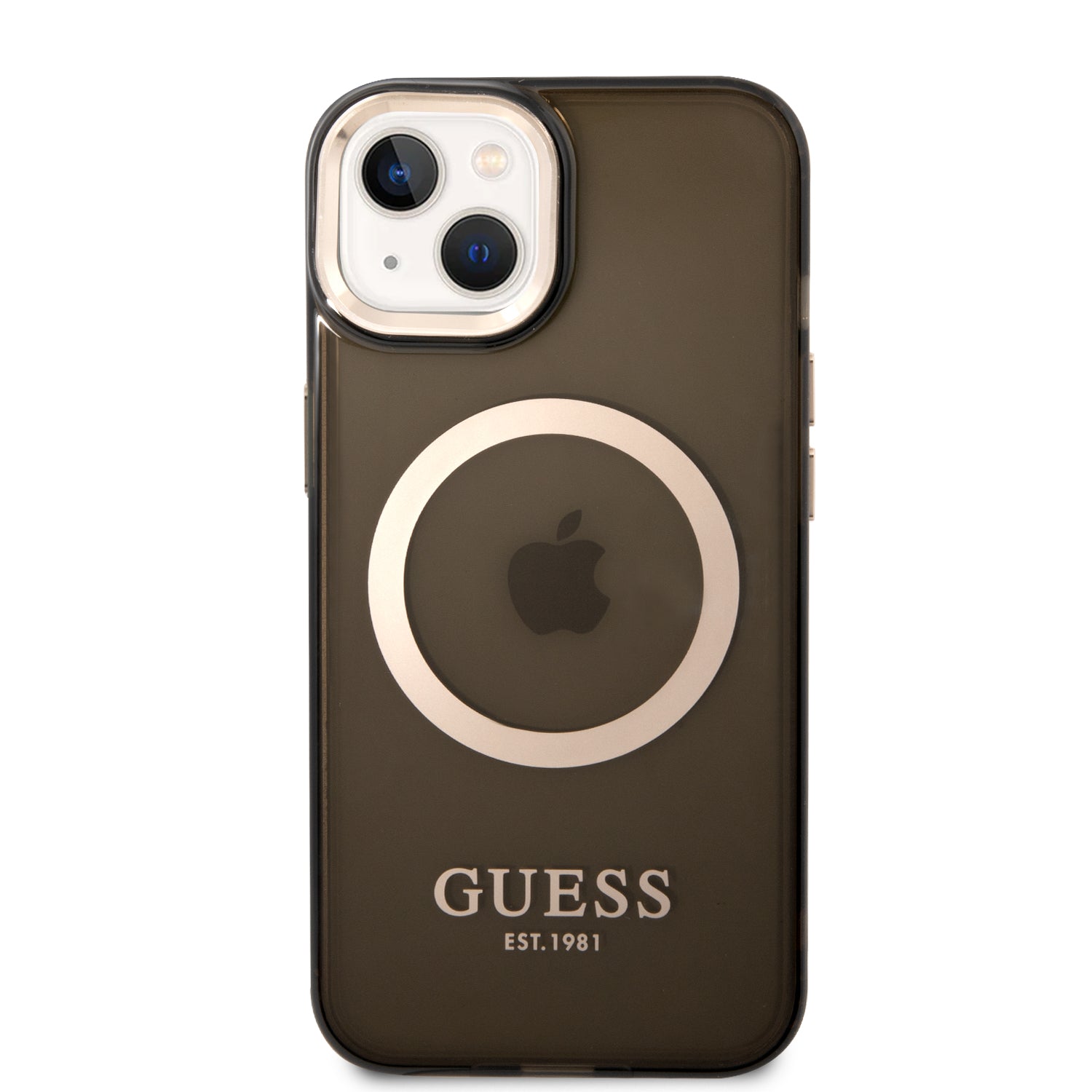 Guess GUHMP14MHTCMK iPhone 14 Plus 6.7" black/black hard case Gold Outline Translucent MagSafe