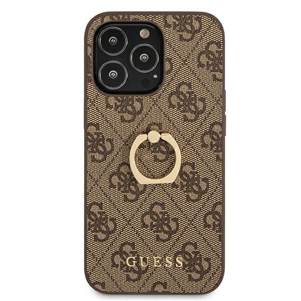 „Guess“ GUHCP13L4GMRBR iPhone 13 Pro / 13 6.1" rudas/rudas kietas dėklas 4G su žiediniu stovu