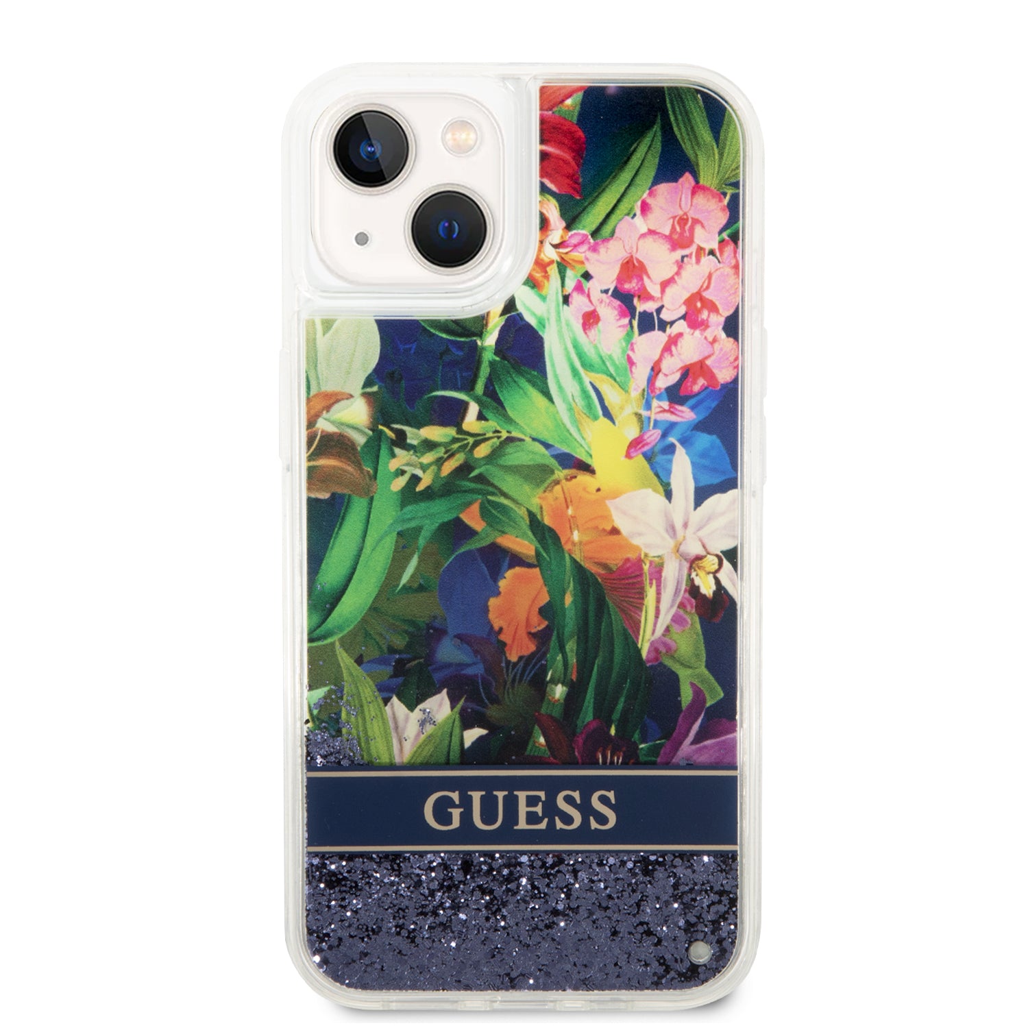 Guess GUHCP14MLFLSB iPhone 14 Plus 6.7 "blue / blue hardcase Flower Liquid Glitter