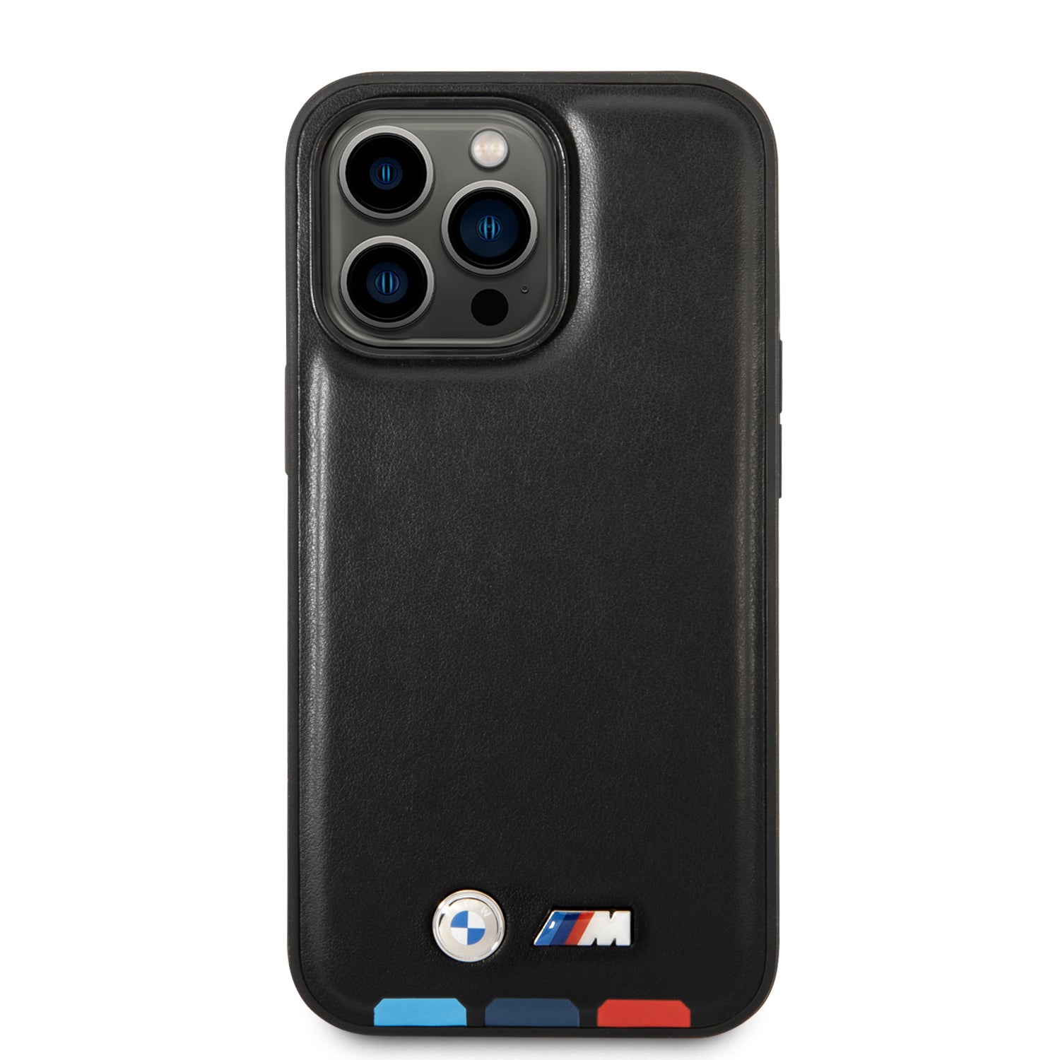Case BMW BMHMP14L22PTDK iPhone 14 Pro 6.1 "black / black Leather Stamp Tricolor Magsafe