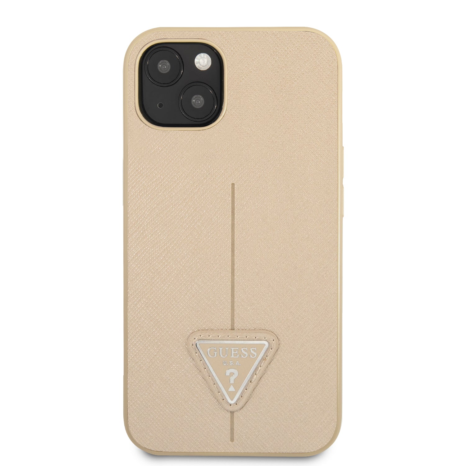 Guess GUHCP14SPSATLE iPhone 14 6,1 "beige / beige hardcase SaffianoTriangle Logo