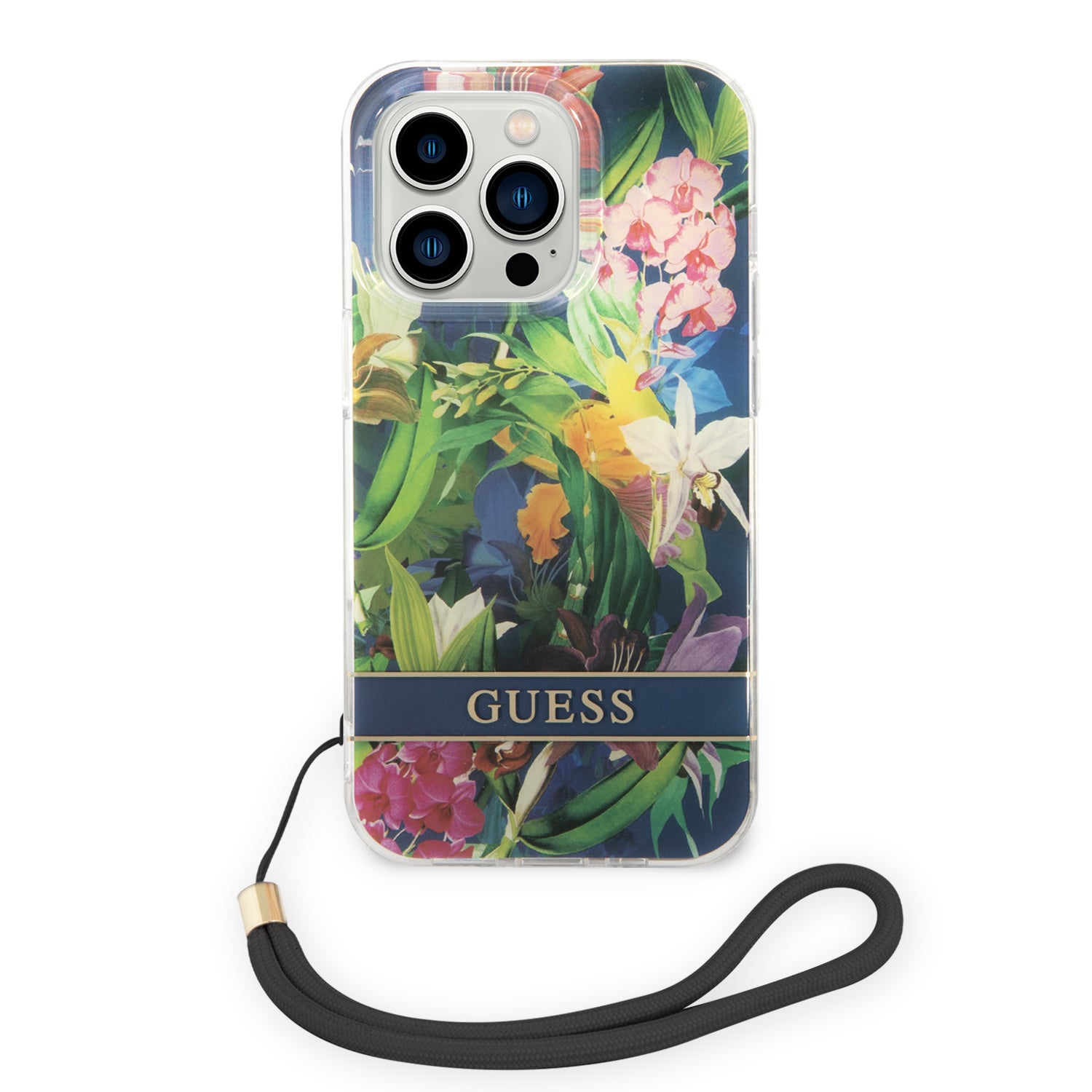 Guess GUOHCP14XHFLSB iPhone 14 Pro Max 6.7 "blue / blue hardcase Flower Strap
