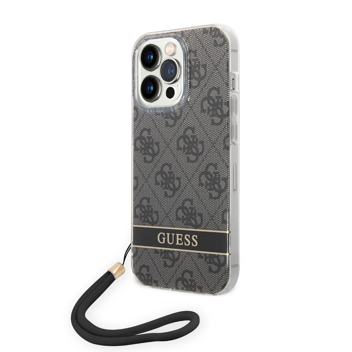 Guess GUOHCP14LH4STK iPhone 14 Pro 6.1 "black / black hardcase 4G Print Strap