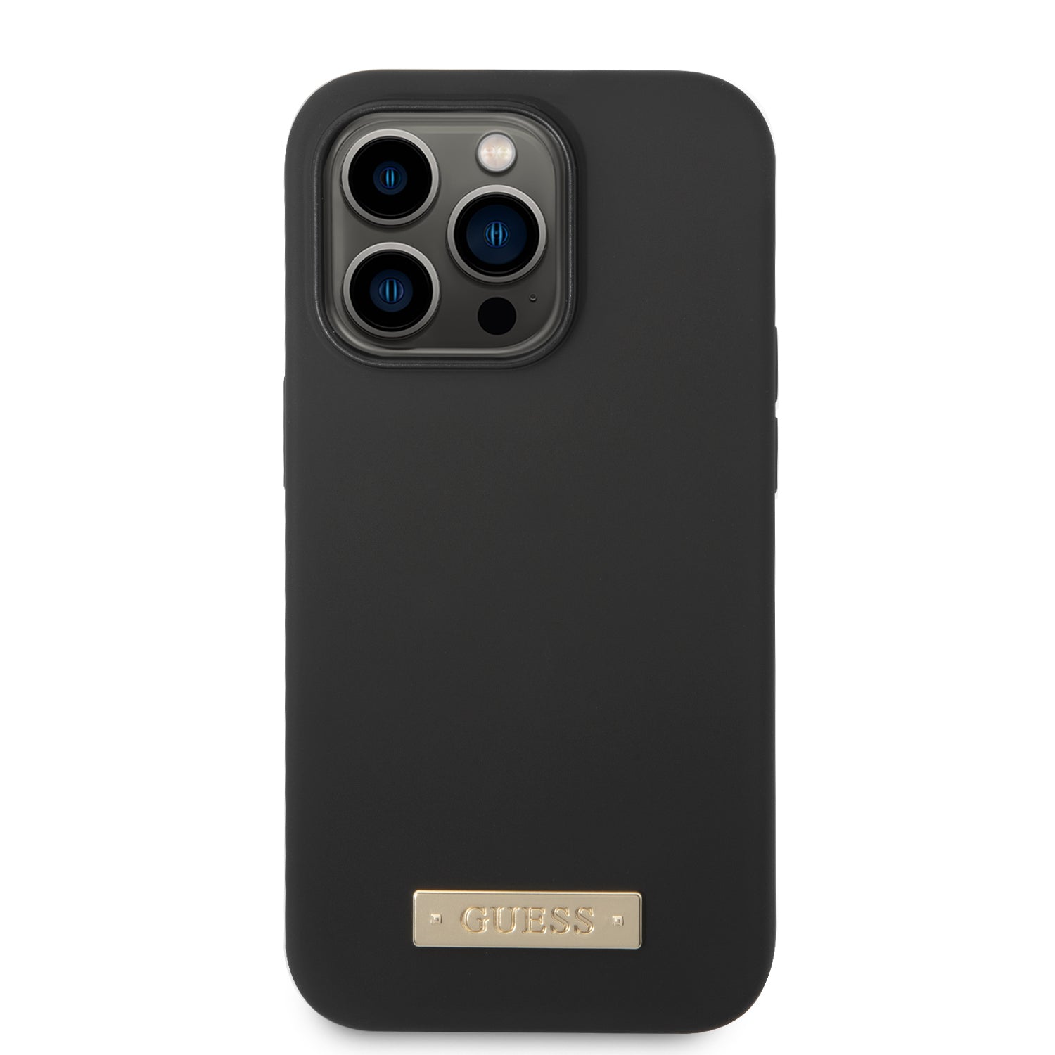 Guess GUHMP14LSBPLK iPhone 14 Pro 6.1" black/black hard case Silicone Logo Plate MagSafe