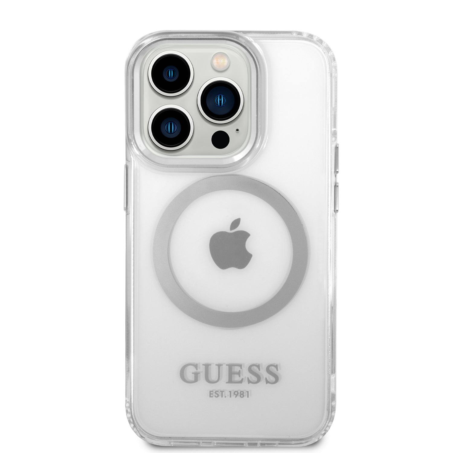 Guess GUHMP14XHTRMS iPhone 14 Pro Max 6.7" silver/silver hard case Metal Outline Magsafe