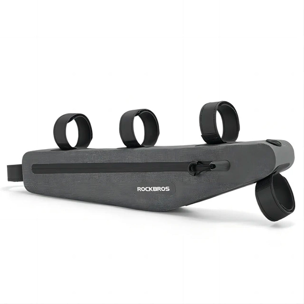 „Rockbros AS-052“ vandeniui atsparus dviračio krepšys rėmui – pilkas